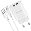 Įkroviklis Borofone BN2 2xUSB 2.1A + USB Type-C, baltas