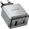 Borofone Laidinis įkroviklis BN20 Lena – USB + Type C – PD 35W pilkos spalvos