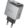 Borofone Laidinis įkroviklis BN20 Lena – USB + Type C – PD 35W pilkos spalvos