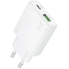 Borofone Laidinis įkroviklis BN25 Wish (Ultra Thin) – USB + Type C – PD QC 3.0 30W baltos spalvos