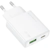 Borofone Laidinis įkroviklis BN25 Wish (Ultra Thin) – USB + Type C – PD QC 3.0 30W baltos spalvos
