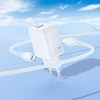 Borofone laidinis įkroviklis BN29 Fuente - USB + Type C - QC 3.0 PD 30W su Type C į Lightning kabeliu baltos spalvos