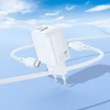 Borofone laidinis įkroviklis BN29 Fuente – USB + Type C – QC 3.0 PD 30W su Type C į Type C kabeliu baltos spalvos