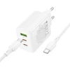 Borofone Wall charger BN32 Cargador GaN – USB + 2xType C – QC 3.0 PD 65W with Type C to Type C baltas