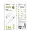 „Borofone“ BX121 energijos laidas – USB į „Micro USB“ – 2,4A, 1 metro, baltas