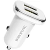 Automobilinis įkroviklis Borofone BZ12 su 2 USB jungtimis (2.4A) baltas