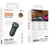 Borofone automobilinis įkroviklis BZ32A Fresh – USB + Typ C – QC 3.0 PD 30W pilkos spalvos