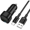 Borofone automobilinis įkroviklis BZ34 Cloud - USB - QC 3.0 18W su kablem USB į Typ C juodos spalvos