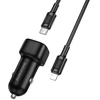 Borofone Car charger BZ34B Cloud – USB + Type C – QC 3.0 PD 38W with Type C to Lightning cable juodas