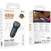 „Borofone“ automobilinis įkroviklis BZ32B Fresh – USB + C tipo – QC 3.0 PD 48W pilkas