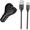 Borofone automobilinis įkroviklis BZ35 Leader – 2 x Typ C + 2 x USB – PD 30W su kabeliu USB į Typ C juodos spalvos