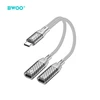 Telforceone Raycue BWOO BZ68 adapter 2w1 2x USB-C - jack 3.5mm pilka