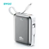 BWOO P78 powerbank 20000mAh szybkie ładowanie PD45W su 2 kablami USB-C i Lightning sidabrinė