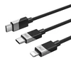 Usams BWOO Pintas "2-in-1" kabelis USB-C - USB-C ir "Lightning" 1 m 100W27W juodas