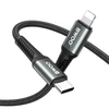 BWOO Braided Cable USB-C - Lightning 2m 30W juodas