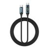 BWOO pintas USB-C - USB-C 1 m 60 W kabelis su animaciniu apšvietimu, juodas