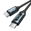 BWOO pintas USB-C - USB-C 1 m 60 W kabelis su animaciniu apšvietimu, juodas