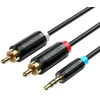 Vention kabelis audio adapteris 3.5mm kištukas - 2x kištukas RCA 8m – Juodas