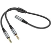 Cable AUX 2in1 Jack 3,5 mm (female) to 2 x Jack 3,5 mm (male) Hoco 0,25 m UPA21 metal pilka