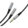 Cable AUX 2in1 Jack 3,5 mm (male) to 2 x Jack 3,5 mm (female) Hoco 0,25 m UPA21 metal pilka