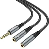 Cable AUX 2in1 Jack 3,5 mm (male) to 2 x Jack 3,5 mm (female) Hoco 0,25 m UPA21 metal pilka