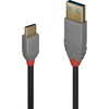 USB Kabelis - LINDY Anthra Line USB 2.0 Type A į C Laidas M/M, 3 m, Juodas