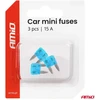 Automobiliniai plokštieji saugikliai mini, 3 vnt. 15 A amio-05099