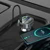 Car charger Hoco USB A + USB C PD QC3.0 5A 30W with digital display + transmitter FM BT E70 obsidian juodas