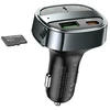 Car charger Hoco USB A + USB C PD QC3.0 5A 30W with digital display + transmitter FM BT E70 obsidian juodas