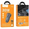 Automobilinis įkroviklis Hoco Z57A 30W USB-C/USB-A + USB-C to USB-C cable 1.0m pilkas
