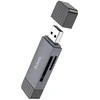Atminties kortelių skaitytuvas Hoco HB45 USB-C/USB-A 2-in-1 USB2.0 pilkas