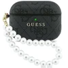 Guess PU 4G Classic logotipo perlų dirželio dėklas AirPods Pro 3 juodas