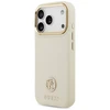 Dėklas Guess Grained Strass Logo MagSafe skirtas Apple iPhone 17 Pro beige