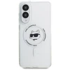 Dėklas Karl Lagerfeld Button Choupette Head Printed Logo MagSafe skirtas Samsung Galaxy S25 Edge baltos spalvos