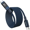 Choetech XCC-1068 duomenų perdavimo ir įkrovimo kabelis | USB-C į USB-C | PD | 60W | su LED ekranu | 1,2 m | mėlynas