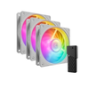 Kompiuterio Ventiliatorių Rinkinys - Cooler Master Mobius 120P ARGB 3-vnt. Baltos Spalvos Leidimas