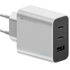 Cuktech 65 W GaN 2 x USB-C 1 x USB-A sieninis įkroviklis – pilkas