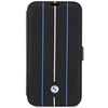 Apple iPhone 14 Pro BMW Bookdėklas odinis Stamp Mėlyna Lines (BMBKP14L22RVSK) juodos spalvos
