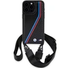Apple iPhone 15 Pro BMW dėklas M Edition Carbon Tricolor Lines &amp; Strap (BMHCP15L23PSVTK) juodos spalvos