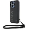 Apple iPhone 15 Pro BMW dėklas Signature odinis Wordmark Cord (BMHCP15L23RMRLK) juodos spalvos