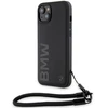 Apple iPhone 15 Plus / 14 Plus BMW dėklas Signature odinis Wordmark Cord (BMHCP15M23RMRLK) juodos spalvos