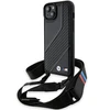 Apple iPhone 13 / 14 / 15 BMW dėklas M Edition Carbon Stripe &amp; Strap (BMHCP15S23PSCCK) juodos spalvos