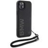 Apple iPhone 13 / 14 / 15 BMW dėklas Signature odinis Wordmark Cord (BMHCP15S23RMRLK) juodos spalvos