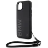 Apple iPhone 13 / 14 / 15 BMW dėklas Signature odinis Wordmark Cord (BMHCP15S23RMRLK) juodos spalvos