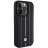 Dėklas BMW Leather Stamp Mėlyna Line Case for iPhone 15 Pro Max - Juodas