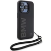 Apple iPhone 15 Pro Max BMW dėklas Signature odinis Wordmark Cord (BMHCP15X23RMRLK) juodos spalvos