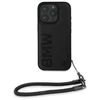 BMW Leather Signature and Strap Apple iPhone 16 Pro dėklas telefonui juodos spalvos