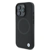 BMW Signature Leather Half Textured &amp; Circle MagSafe Apple iPhone 16 Pro - dėklas telefonui juodos spalvos