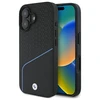 BMW BMHMP16S23RDCLK Apple iPhone 16 6.1" dėklas telefonui juodos spalvos Sign Leather Textured And Line MagSafe