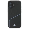 BMW BMHMP16S23RDCLK Apple iPhone 16 6.1" dėklas telefonui juodos spalvos Sign Leather Textured And Line MagSafe